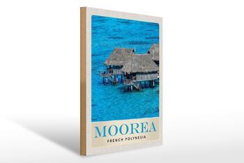 Panneau en bois voyage 30x40cm île de Moorea Pacifique Sud plage vacances 1