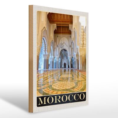 Cartello in legno da viaggio 30x40 cm Marocco Africa Medina Moschea vacanza
