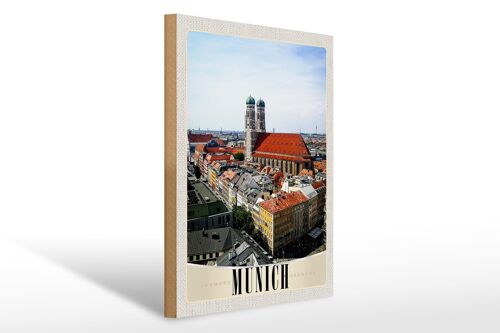 Holzschild Reise 30x40cm München Deutschland Stadt Kirche Stadt