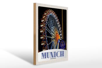 Panneau en bois voyage 30x40cm Munich Oktoberfest grande roue foire 1