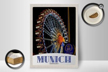 Panneau en bois voyage 30x40cm Munich Oktoberfest grande roue foire 2