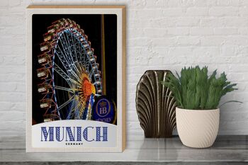 Panneau en bois voyage 30x40cm Munich Oktoberfest grande roue foire 3