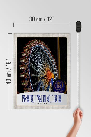 Panneau en bois voyage 30x40cm Munich Oktoberfest grande roue foire 4