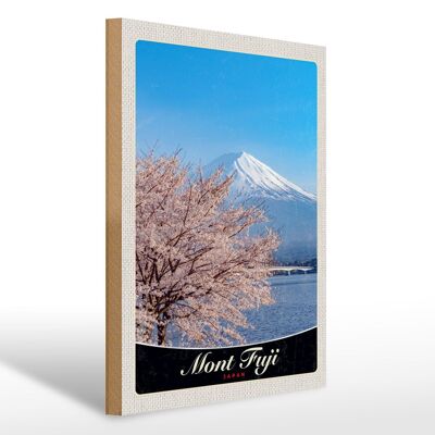 Cartel de madera viaje 30x40cm Mont Fuji Japón Asia montañas árbol