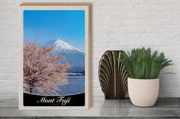 Panneau en bois voyage 30x40cm Mont Fuji Japon Asie montagnes arbre 3