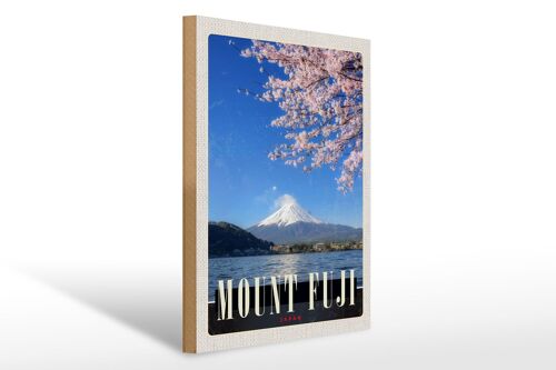 Holzschild Reise 30x40cm Mont Fuji Japan Asien Meer Natur