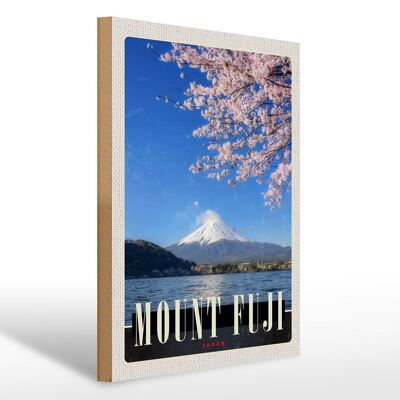 Cartel de madera viaje 30x40cm Mont Fuji Japón Asia Mar Naturaleza