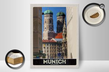 Panneau en bois voyage 30x40cm Munich ville architecture médiévale 2