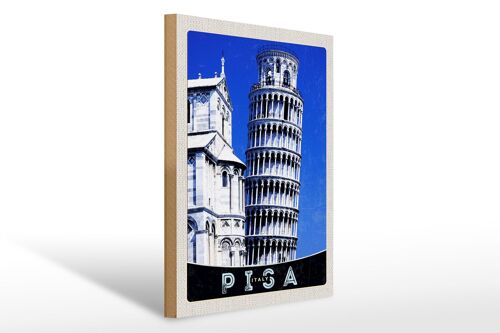 Holzschild Reise 30x40cm Pisa Italien Schiefer Turm von Pisa