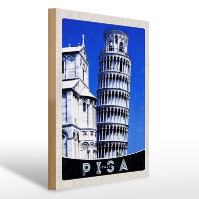 Cartel de madera viaje 30x40cm Pisa Italia Torre Inclinada de Pisa