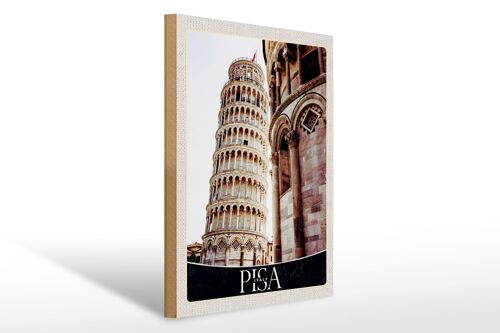 Holzschild Reise 30x40cm Pisa Schiefer Turm Urlaub Architektur