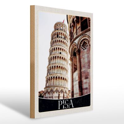 Cartel de madera viaje 30x40cm Pisa Torre Inclinada arquitectura de vacaciones