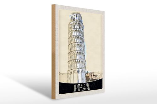 Holzschild Reise 30x40cm Pisa Italien Schiefer Turm Architektur