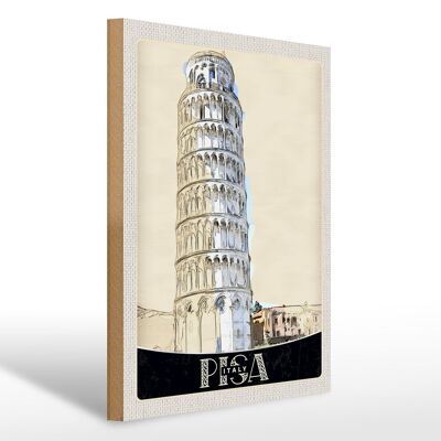 Holzschild Reise 30x40cm Pisa Italien Schiefer Turm Architektur