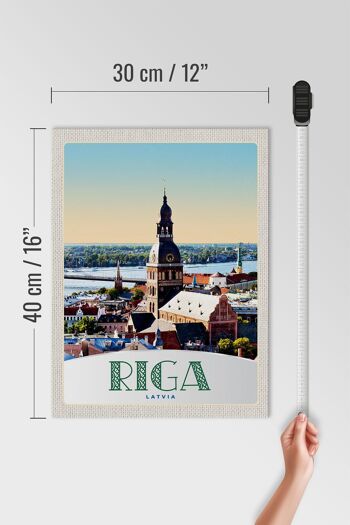 Panneau en bois voyage 30x40cm architecture église Riga Lettonie 4