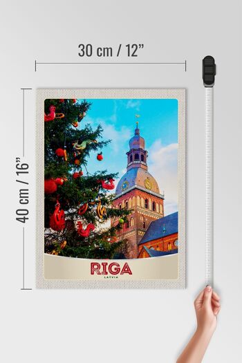 Panneau en bois voyage 30x40cm Riga Lettonie Noël hiver 4