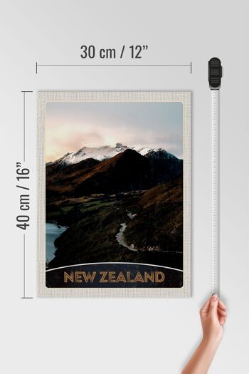 Panneau en bois voyage 30x40cm montagnes de Nouvelle-Zélande île ville rue 4