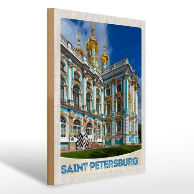 Cartel de madera viaje 30x40cm San Petersburgo Rusia arquitectura