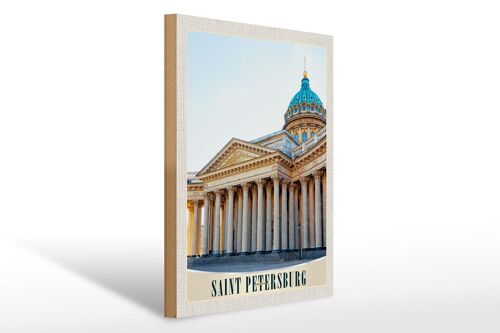 Holzschild Reise 30x40cm Saint Petersburg Russland Kirche