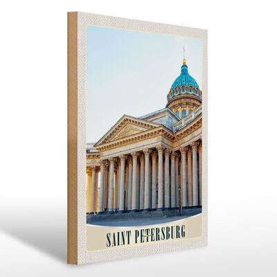 Cartel de madera viaje 30x40cm San Petersburgo Rusia Iglesia