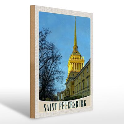 Holzschild Reise 30x40cm Saint Petersburg Kirche Architektur