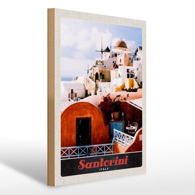 Wooden sign travel 30x40cm Santorini Greece Europe Island