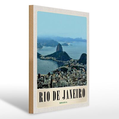 Cartel de madera viaje 30x40cm Rio de Janeiro Brasil America ciudad