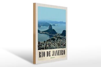 Panneau en bois voyage 30x40cm Rio de Janeiro Brésil Amérique ville 1