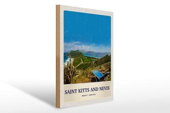 Panneau en bois voyage 30x40cm Saint Kitts et Nevis Amérique île 1