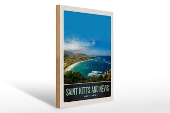 Panneau en bois voyage 30x40cm Saint Kitts et Nevis Amérique vacances 1