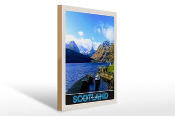 Panneau en bois voyage 30x40cm eaux des montagnes des îles d'Écosse 1