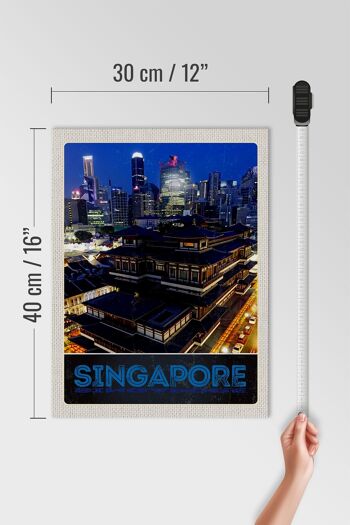 Panneau en bois voyage 30x40cm Singapour ville Asie gratte-ciel Inde 4