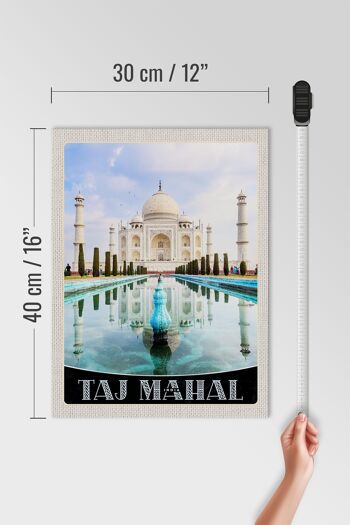Panneau en bois voyage 30x40cm Taj Mahal Inde devant la mosquée du jardin 4