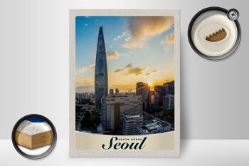 Panneau en bois voyage 30x40cm Séoul Corée du Sud architecture ville 2