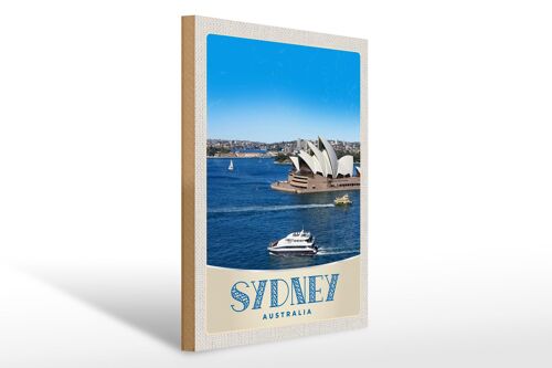 Holzschild Reise 30x40cm Sydney Australien Meer Schiff Yacht