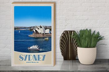 Panneau en bois voyage 30x40cm Sydney Australie bateau de mer yacht 3