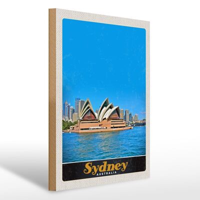 Cartel de madera viaje 30x40cm Sydney Australia Opera House Vacation