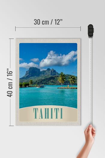 Panneau en bois voyage 30x40cm Tahiti Amérique île bleu mer nature 4