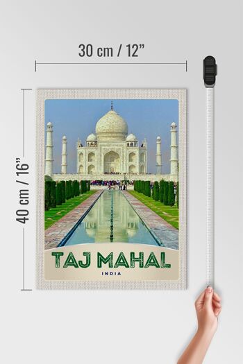 Panneau en bois voyage 30x40cm Taj Mahal devant bois 4