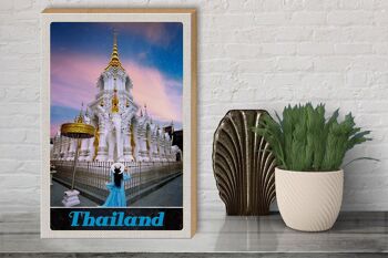 Panneau en bois voyage 30x40cm Thaïlande Wait Traimit monastère doré 3