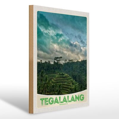 Cartel de madera viaje 30x40cm Tegalalang Indonesia Asia Trópicos
