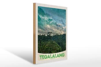 Panneau en bois voyage 30x40cm Tegalalang Indonésie Asie Tropiques 1