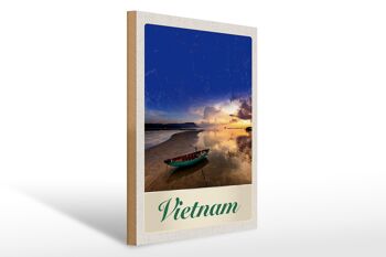 Panneau en bois voyage 30x40cm Vietnam Asie bateau mer nature vacances 1