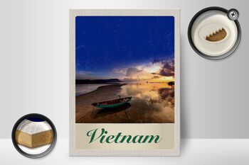 Panneau en bois voyage 30x40cm Vietnam Asie bateau mer nature vacances 2