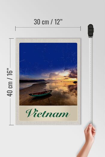 Panneau en bois voyage 30x40cm Vietnam Asie bateau mer nature vacances 4