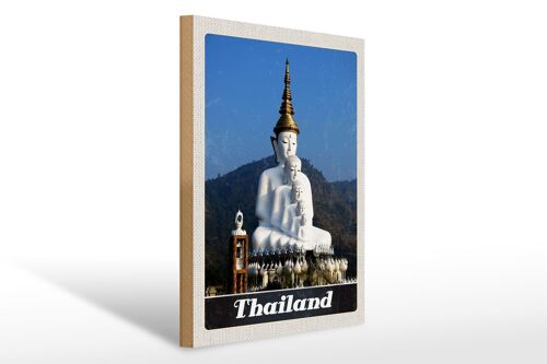 Holzschild Reise 30x40cm Thailand Natur Wald Tempel Gott