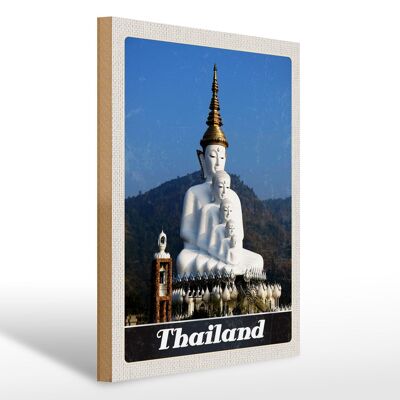 Holzschild Reise 30x40cm Thailand Natur Wald Tempel Gott