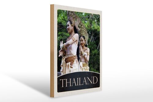Holzschild Reise 30x40cm Thailand Tropen Natur Frau Religion