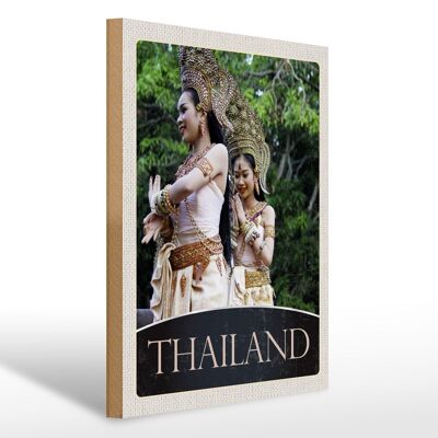 Cartello in legno da viaggio 30x40 cm Thailandia tropici natura donna religione