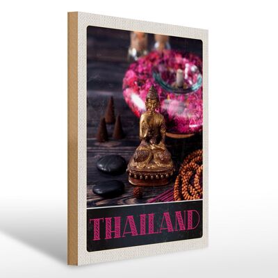 Cartel de madera viaje 30x40cm Tailandia Asia Buda Dios Religión